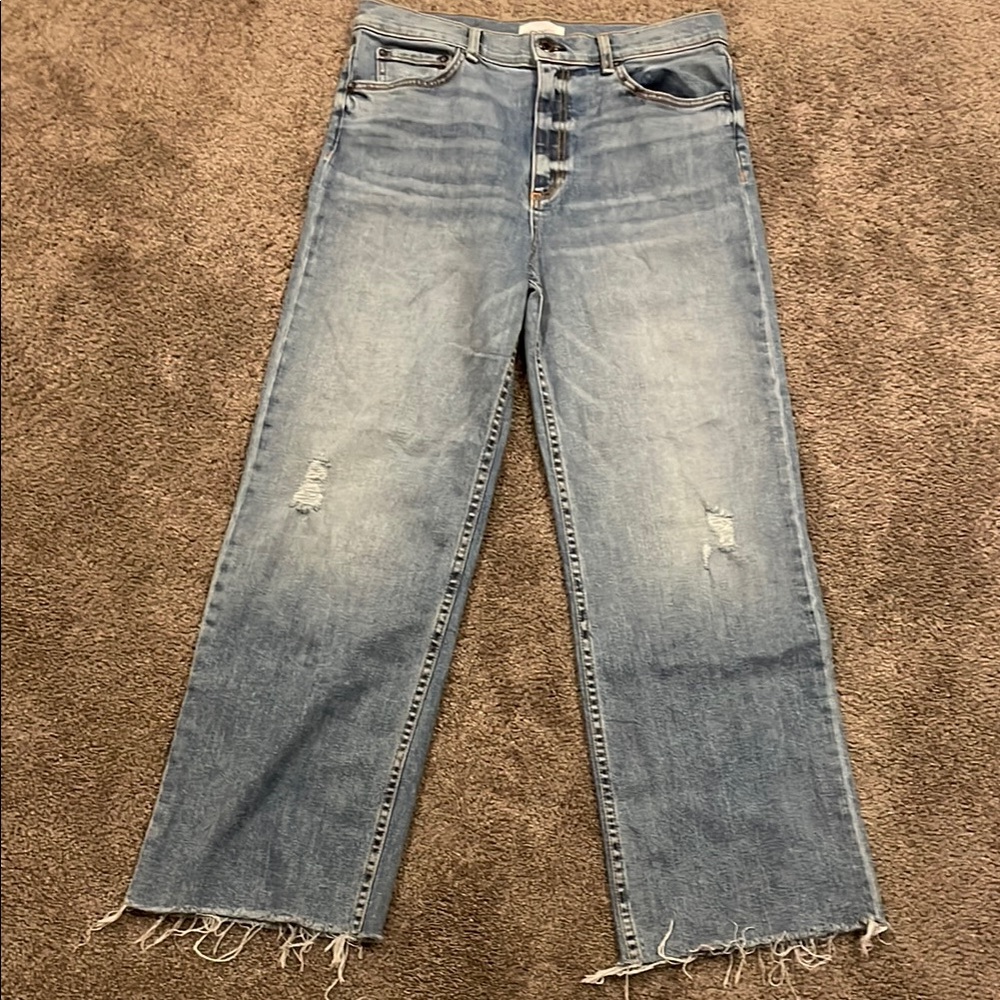 ASKK NY Blue Cropped Straight Leg Jeans size 8